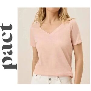 Pact V-Neck Short Sleeve Tee Organic Featherweight Slub V-Neck Tee